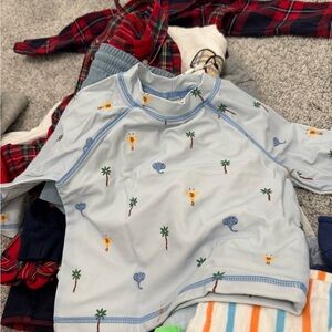 Janie and Jack size 6-12 month baby' Safari Print swim Shirt and swim short set